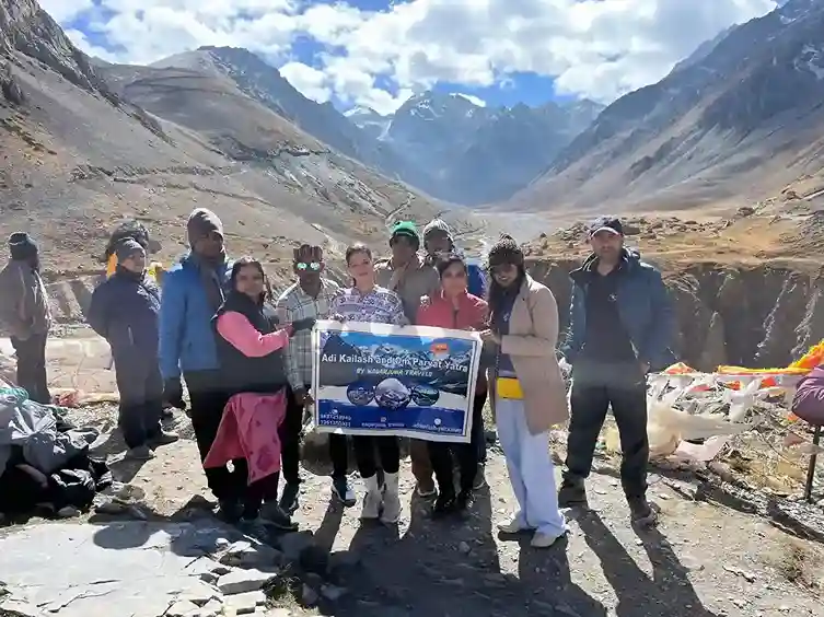 Group Picture At Om Parvat By Nagarjuna Travels
