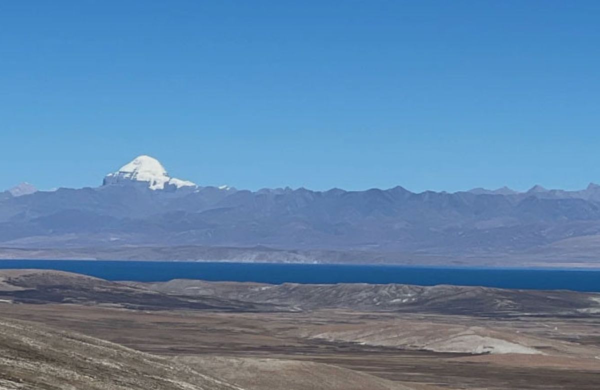 A panoramic view of Mount Kailash and Lake Mansarovar from Limi Lapcha, Nepal, offering Indian pilgrims a new route for darshan